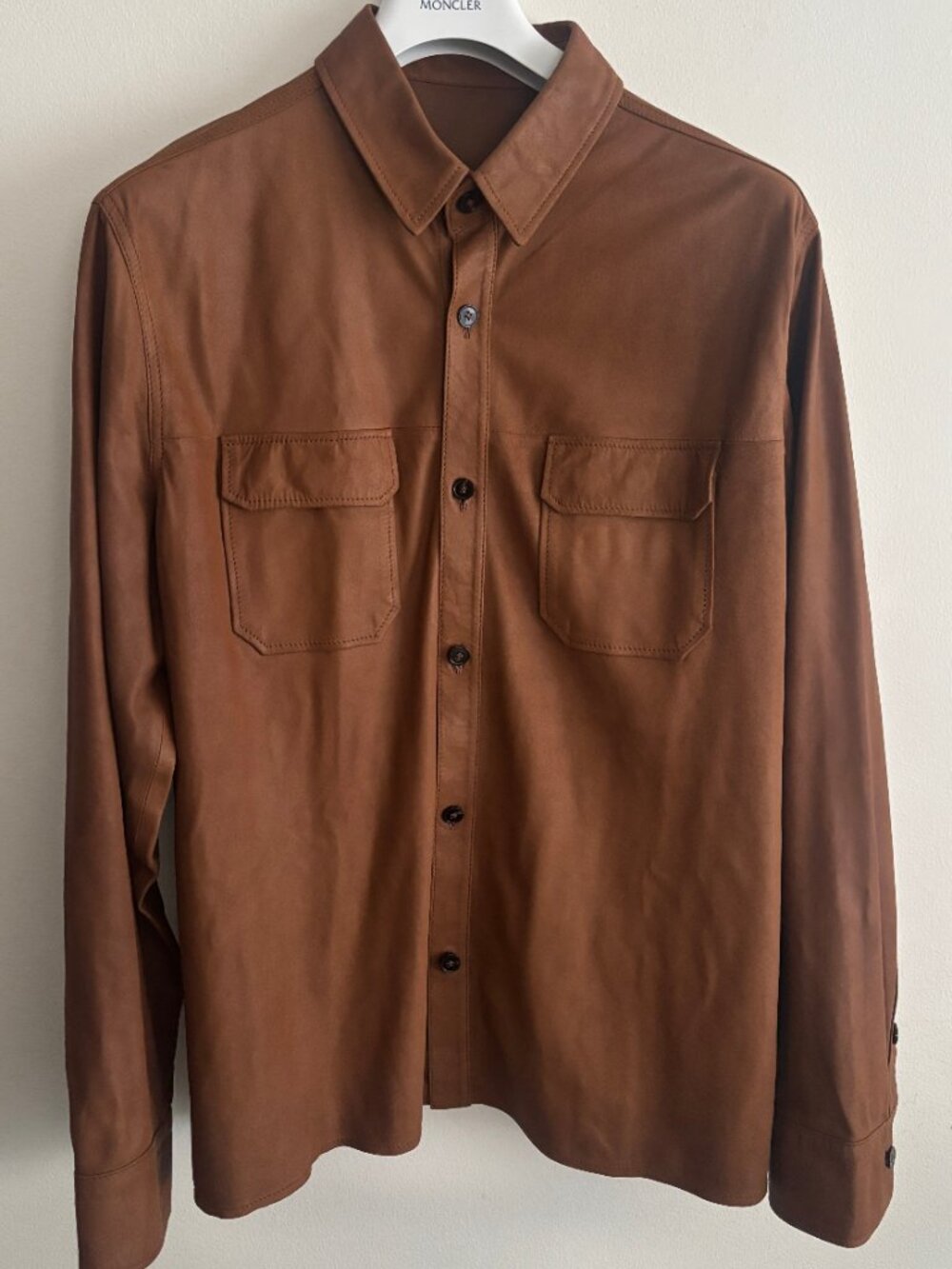 $2,500 Officine Generale Brown Amael Goat Suede Leather Shirt Jacket- Large/ XL